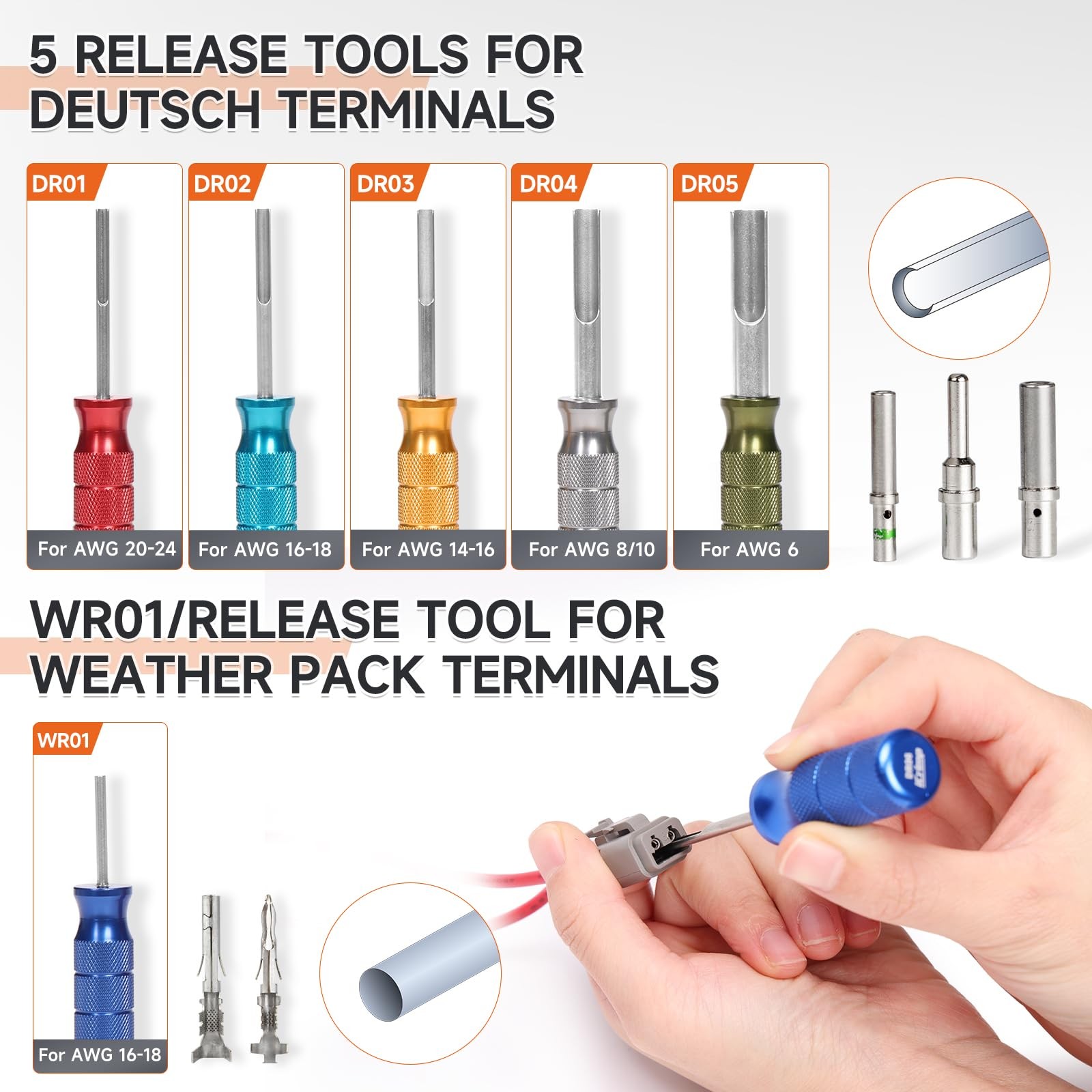 Closed Barrel Crimp Tool Weather Pack Deutsh DT Connector Kit 12pcs Removal Set