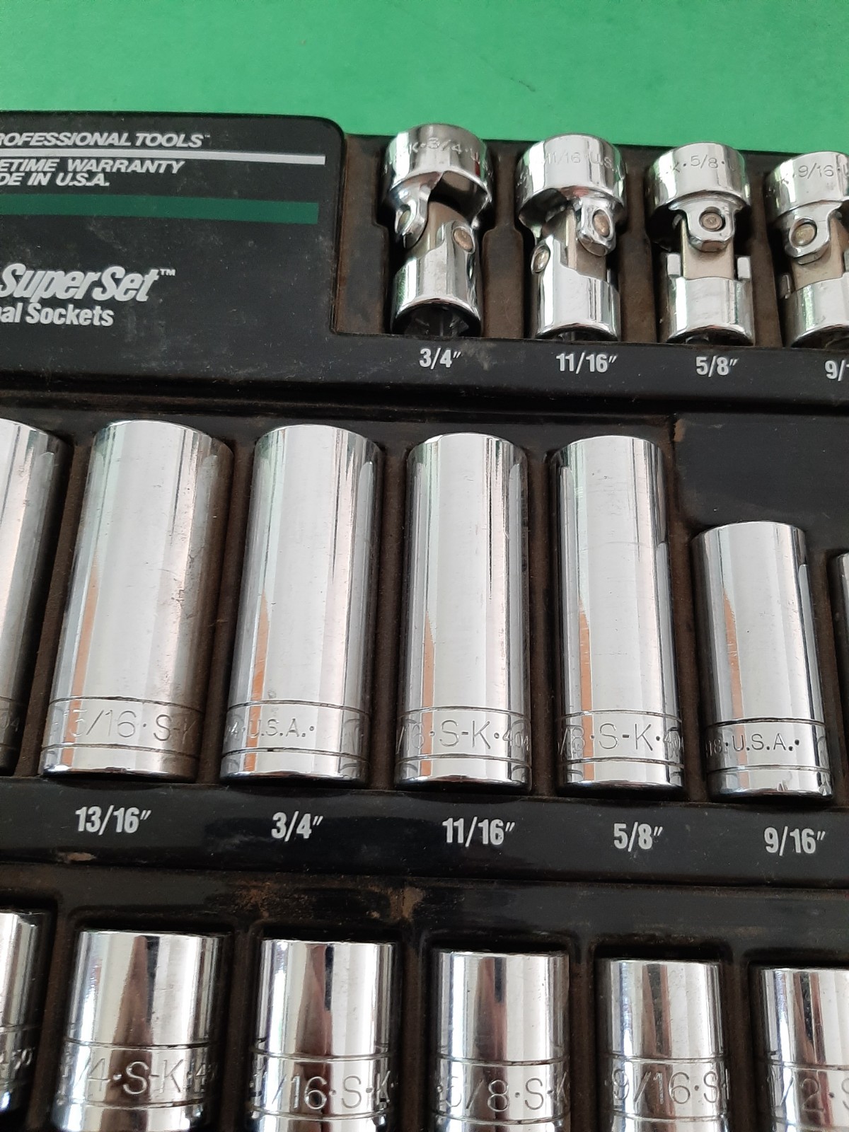 S-K SK Tools USA 3/8” Drive Deep Shallow SAE 27pc. Socket Super Set 6pt Point