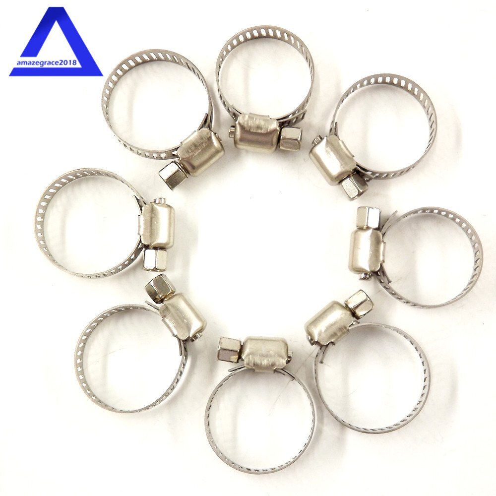 100pcs 1/2″-3/4″ Adjustable Stainless Steel Drive Hose Clamps Fuel Line Worm