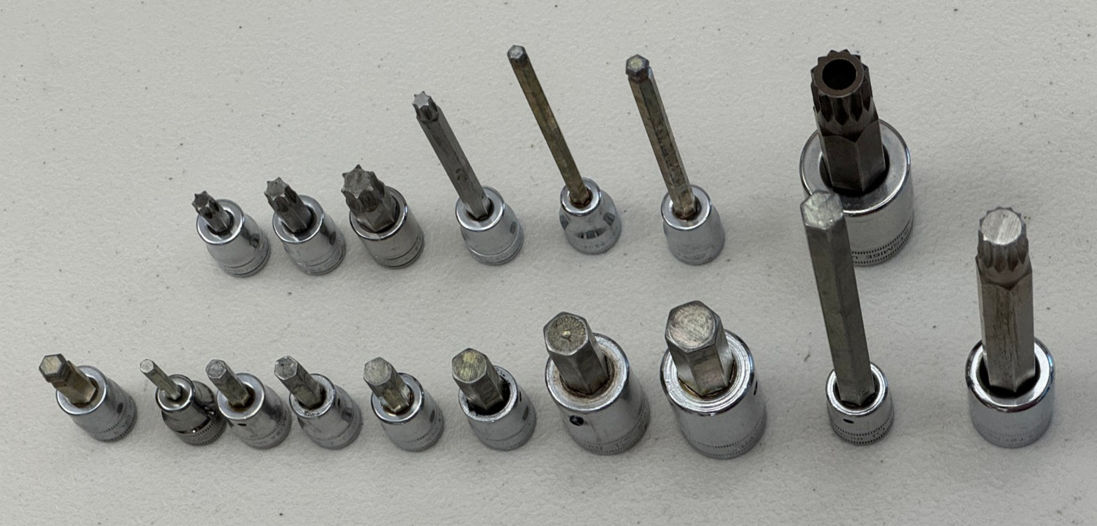 Snap-on 3/8 & 1/2 Dr Metric Bit Sockets ~ 17 Pieces Allen, Torx, Triple Square