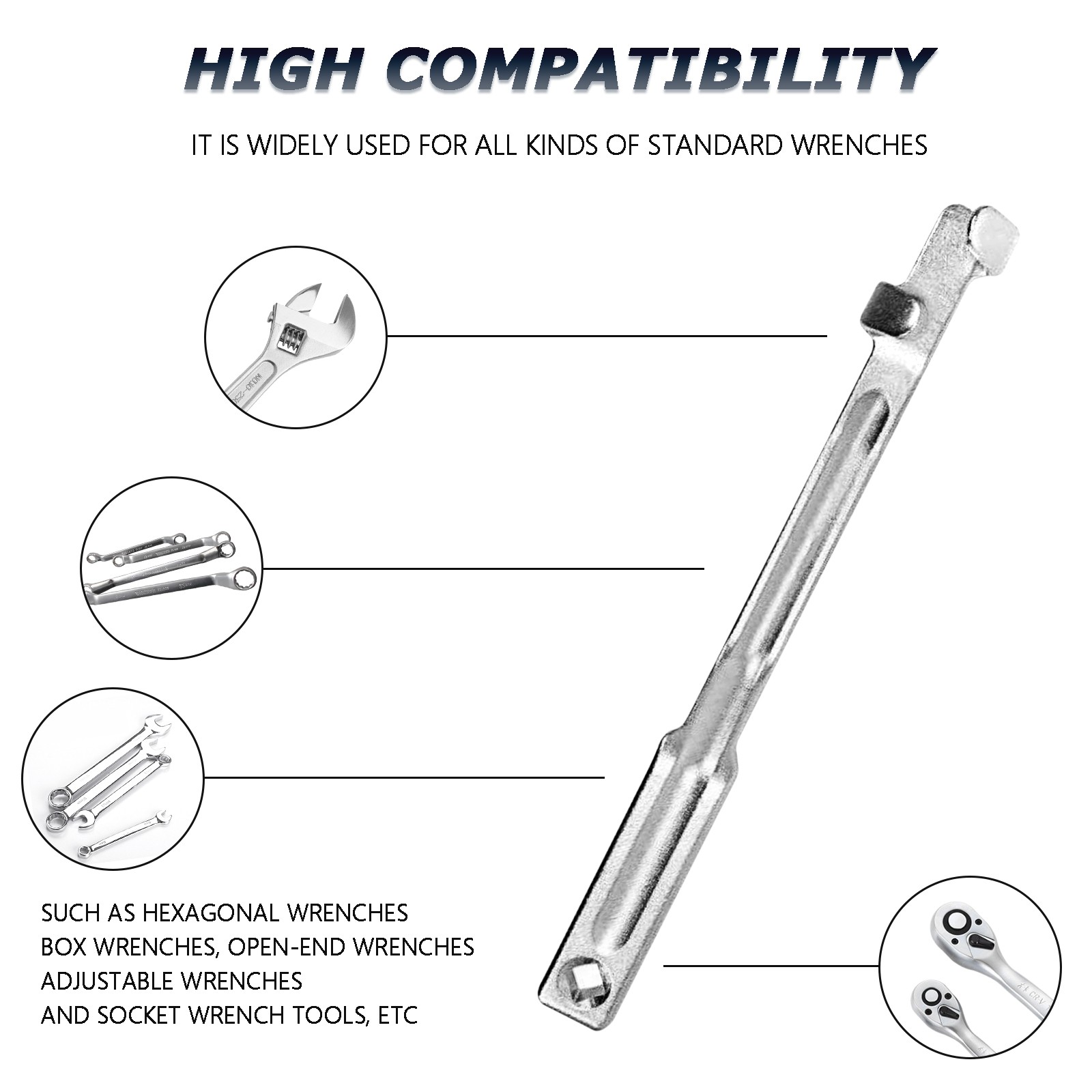 1/2Pcs Universal Wrench Extender Bar Extra Long Torque Adaptor Wrench Extension