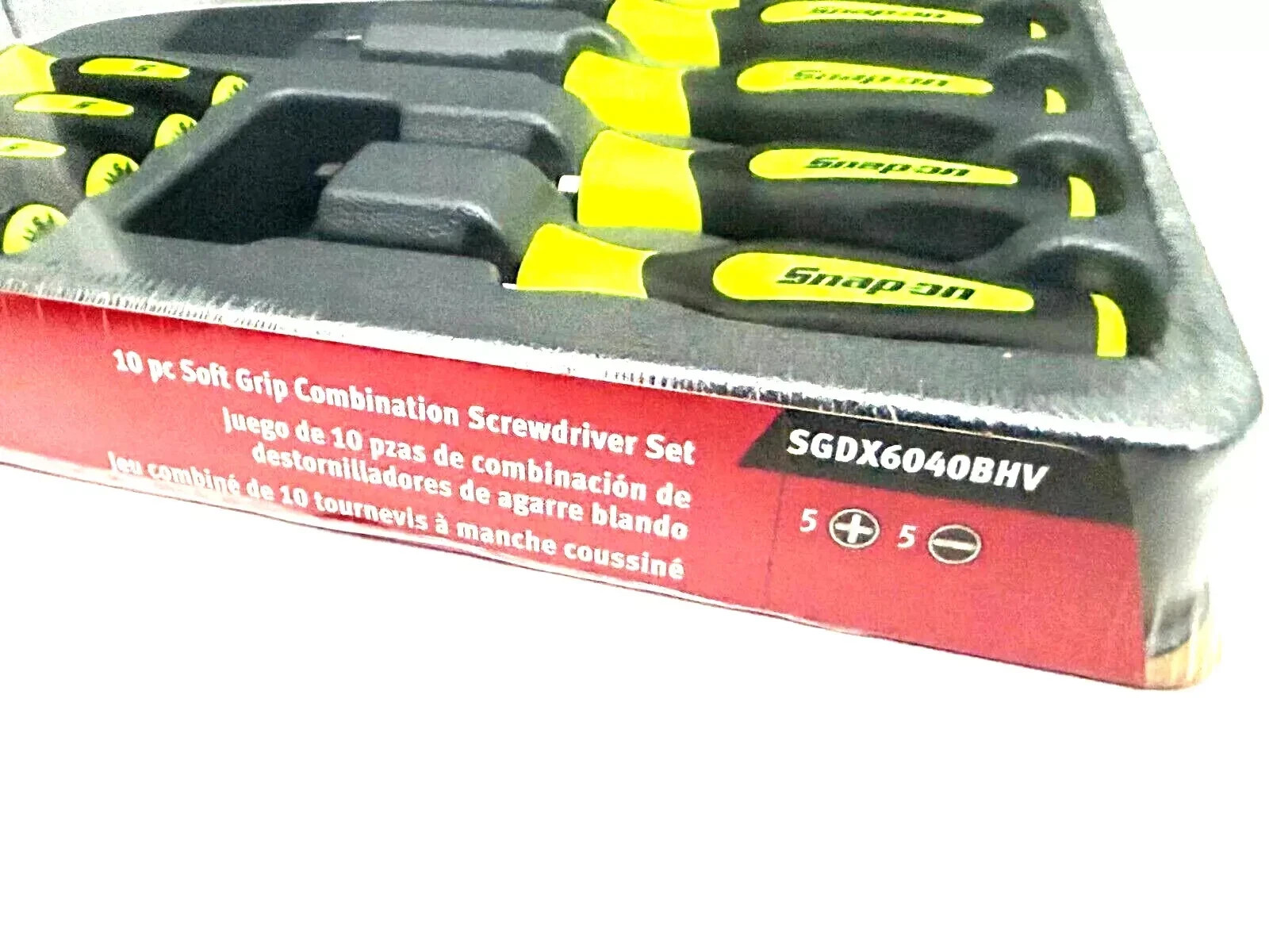 Snap-on Tools 10pc HIVIZ Soft Grip Phillips & Flat Head Screwdriver Sets USA NEW