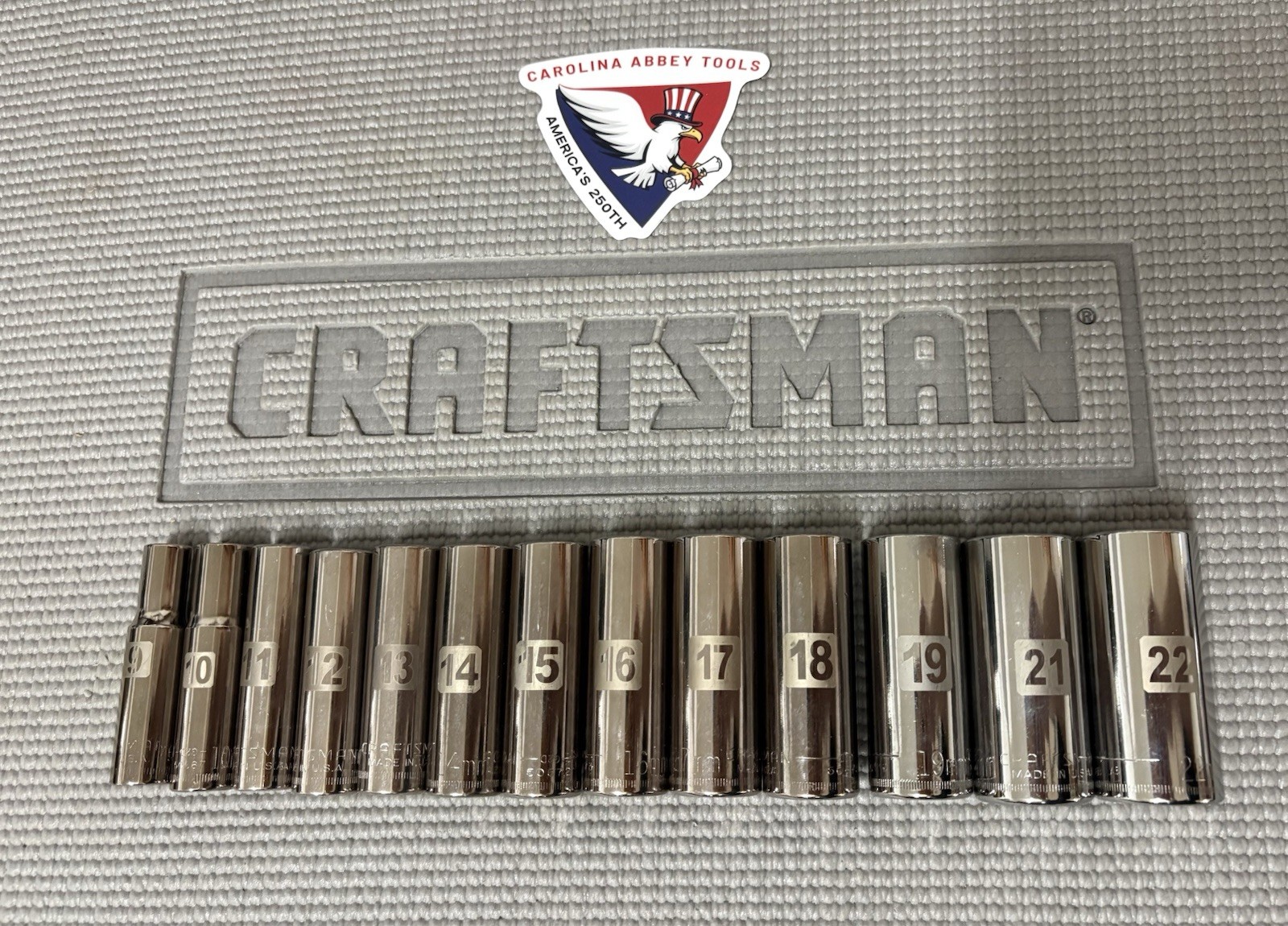 NOS Sears Craftsman USA 3/8” Drive 13pc Easy Read Deep Socket Set 9-22mm Rare!
