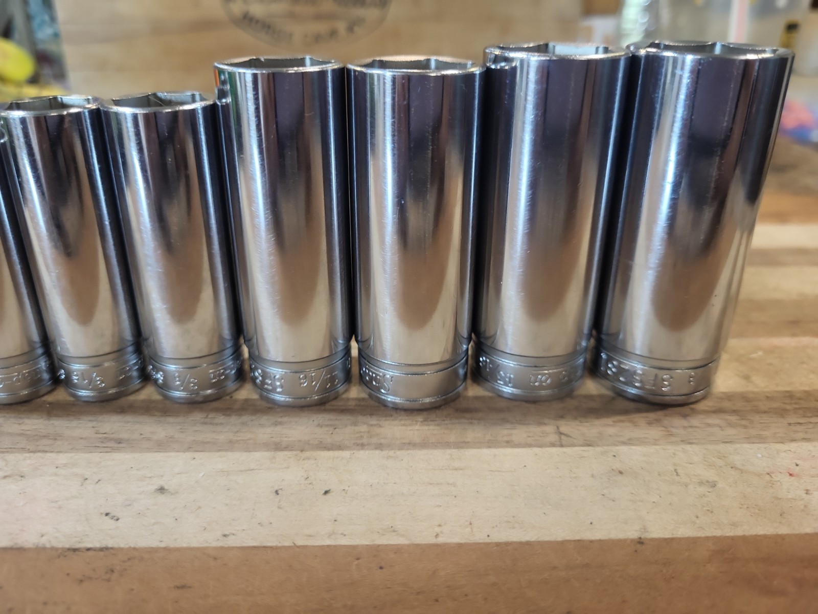 Snap-On 11 Pc. 3/8″ Dr. 6 Pt. SAE Deep Socket Set 211SFS. VGUC 🔥 🇺🇸