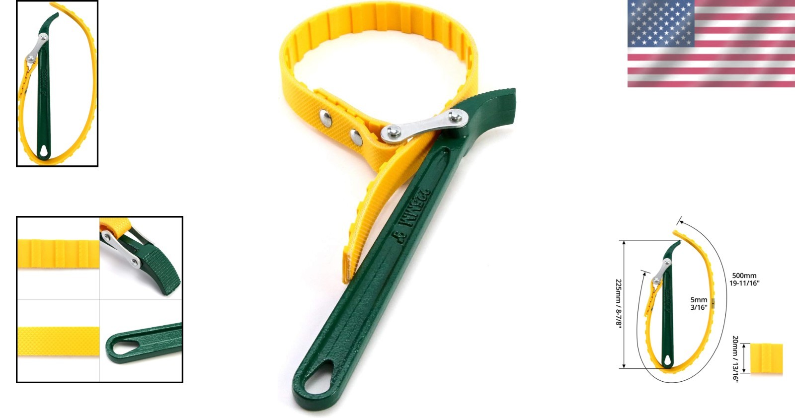 9″ Belt Strap Wrench, Multi-Purpose Adjustable Strap Oil Filter 19 11/16″ Cap…