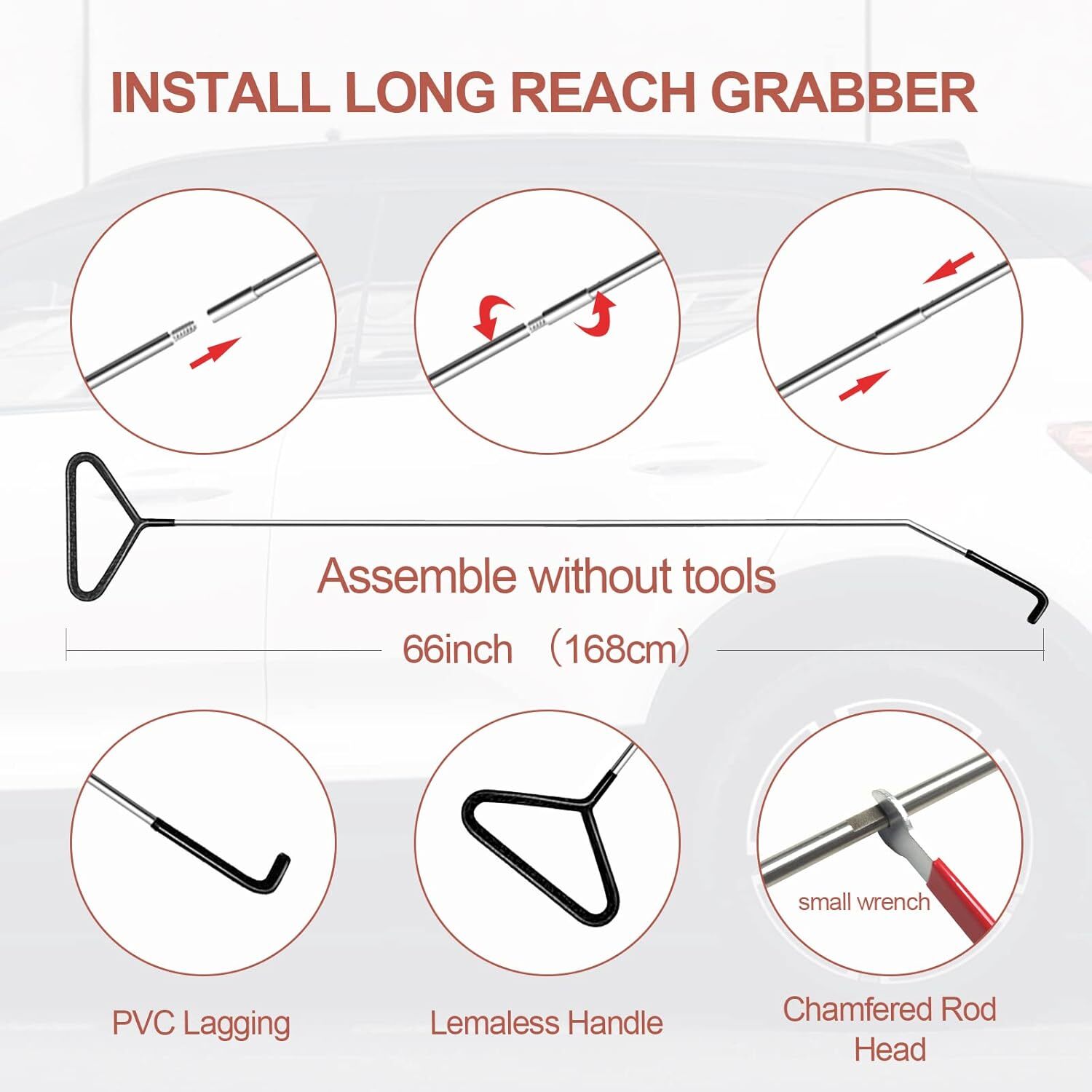 Emergency Car Unnlock Tool Kit, Vehicle Repair Lock Out Set, Long Reach Puller