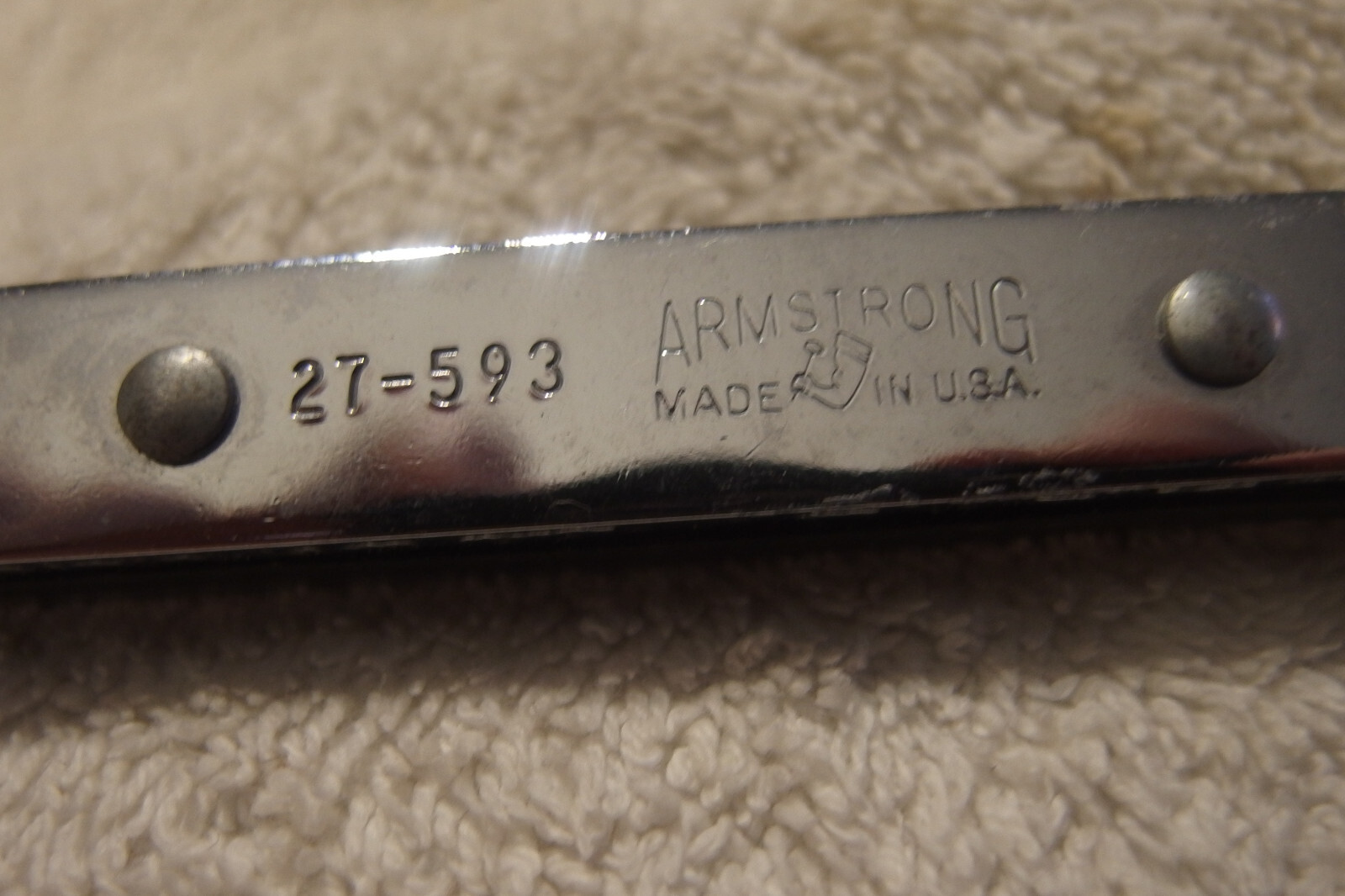 1/2 X 9/16″,27-593 Armstrong 6 Pt. USA Ratcheting Box End Wrench VTg tool,tag