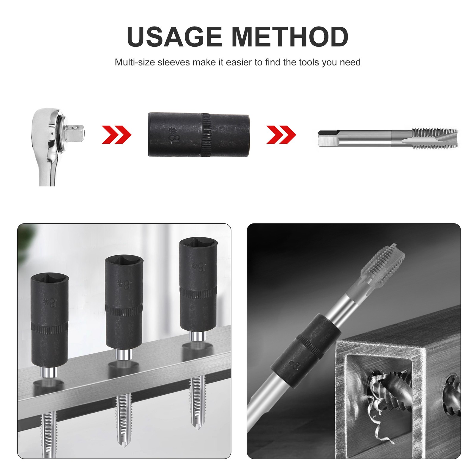 1/4″ 3/8″Dr Tap Socket Set Magnetic Tap Holders Kit Set Thread Cutting Tool 10pc
