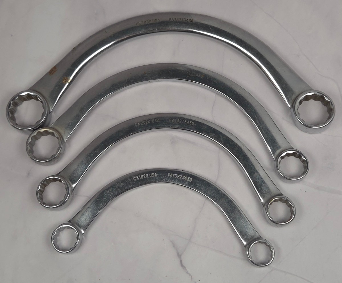 Snap On Tools Half Moon Curved Obstruction Box End Wrenches SAE 12pt 4 pieces