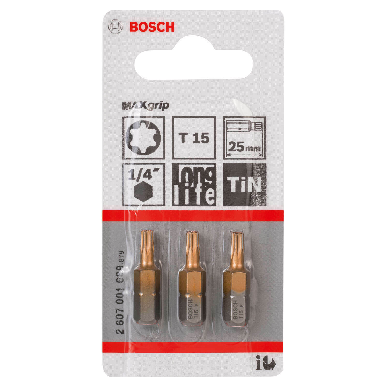 Bosch Maxgrip Torx Screwdriver Bit T15 25mm Pack of 3