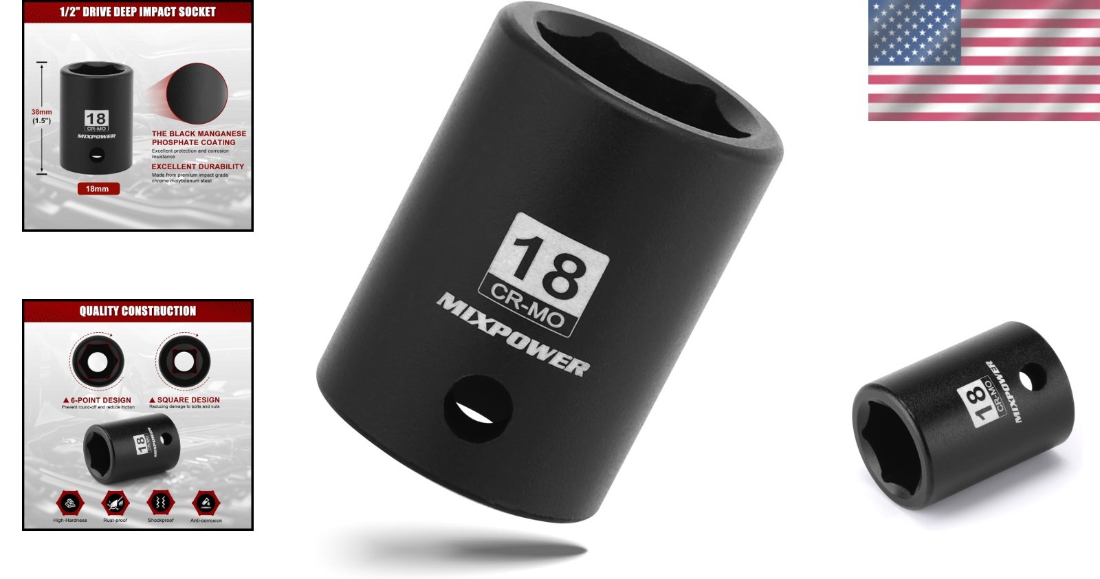 Professional 1/2″ Drive Shallow Impact Socket – 6-Point, High Torque Design