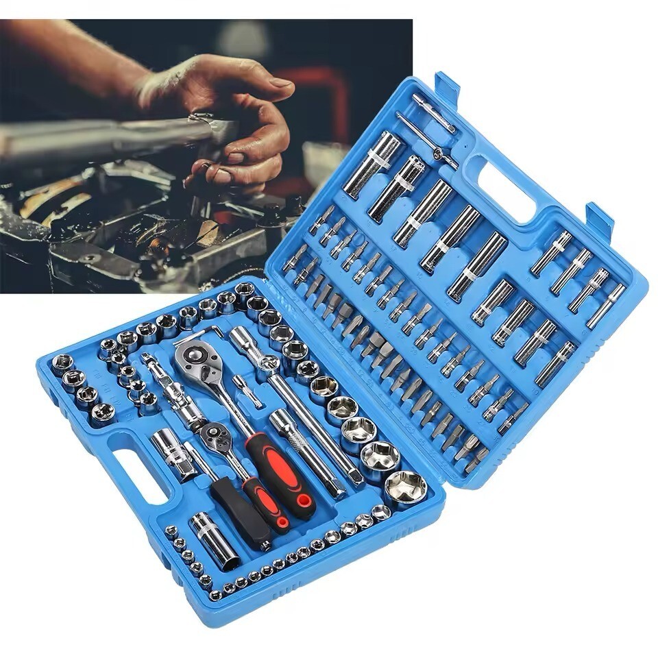 108Pcs Ratchet Wrench Socket Set 1/4″to 1/2″ Car Repair Tool Auto Mechanic Kit