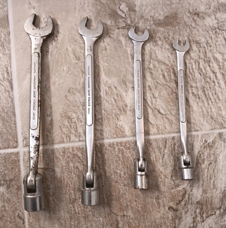 Lot Of 4 Allenite Japan Flex Head Socket Open End Combination Wrench Vintage