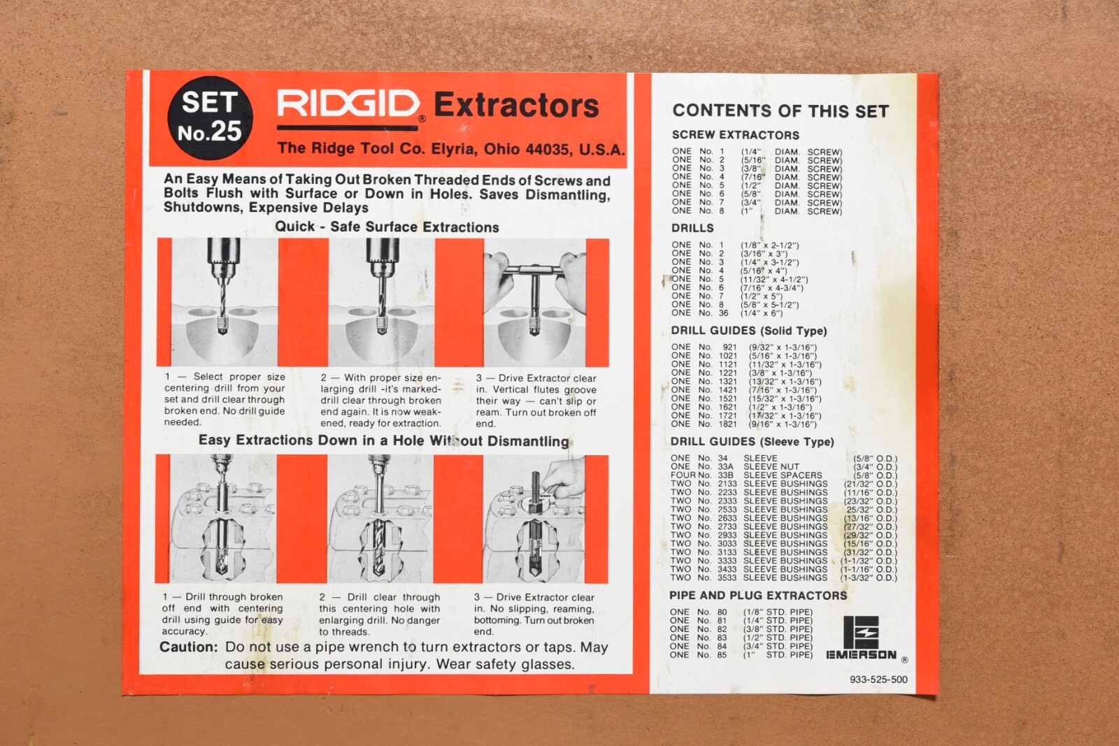 Ridgid No.25 Extractors Set USED
