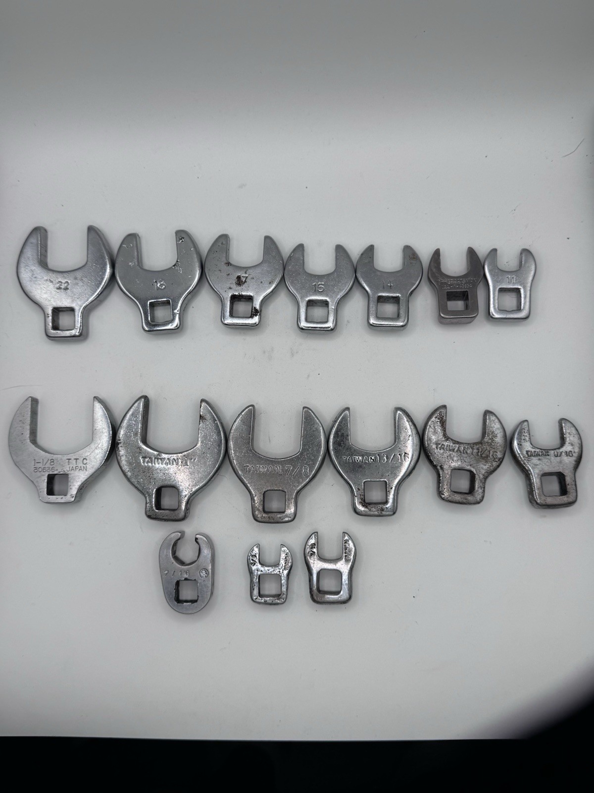 15 Pc 3/8 Drive Crowfoot Flare Nut Wrench Lot SAE Metric Craftsman TTC
