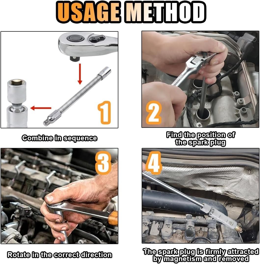 5/8 Magnetic Swivel Spark Plug Socket 16mm-Short for Effortless Removal