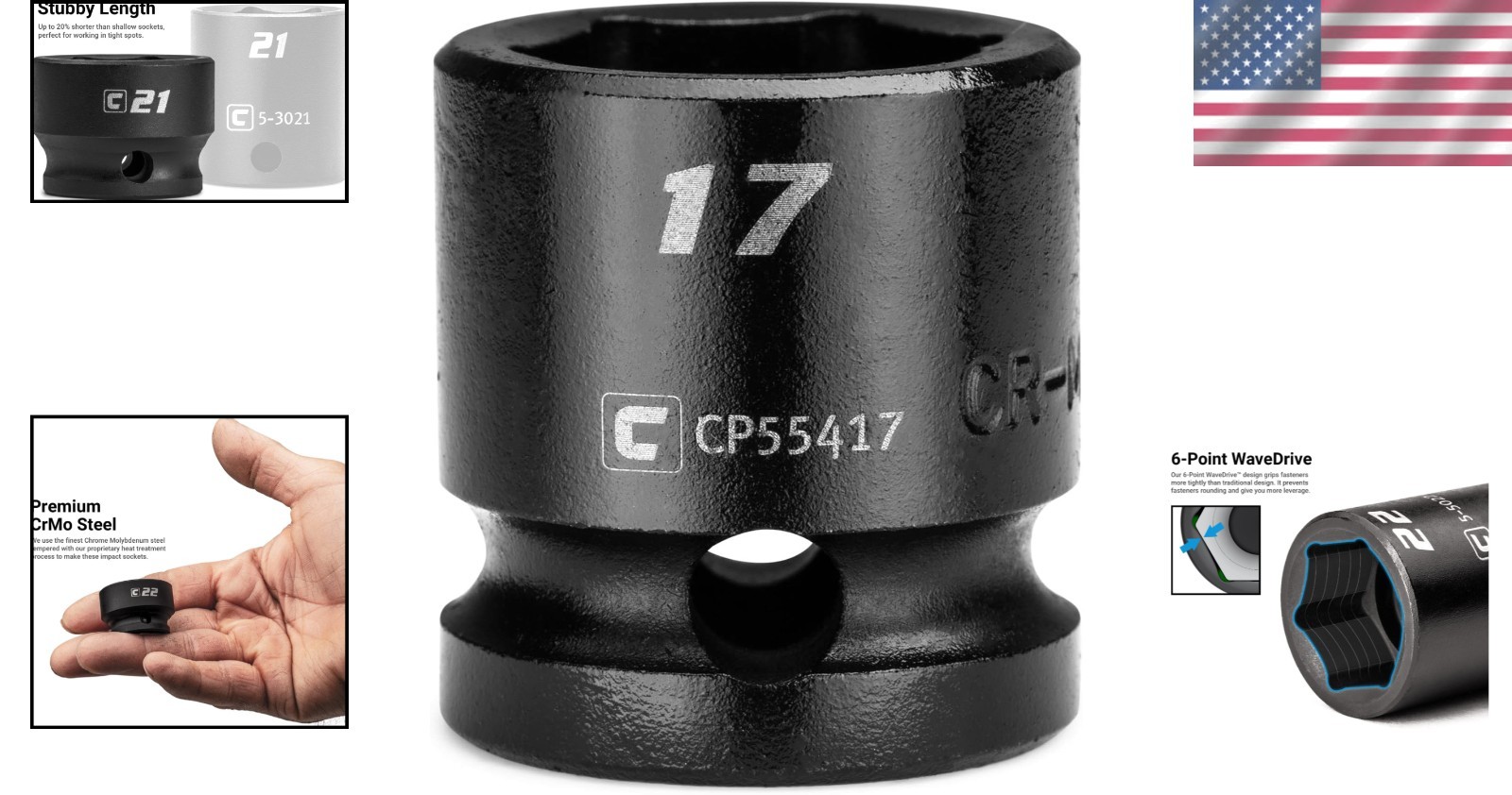17 mm Stubby Impact Socket, 1/2 in. Drive – Ultimate Corrosion Resistant Tool