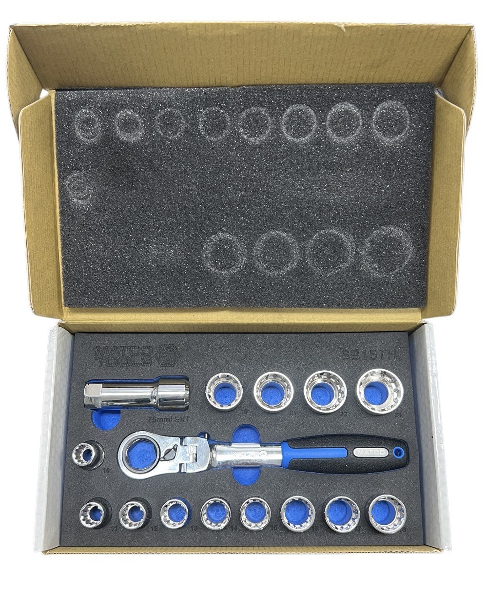 Matco Tools 15pc Thru-Hole Metric Spline Socket Set SB15TH