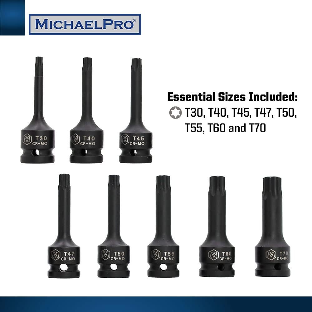 MichaelPro MP005029 8Pc 1/2” Drive T30, T40, T45, T47, T50, T55, T60 and T70