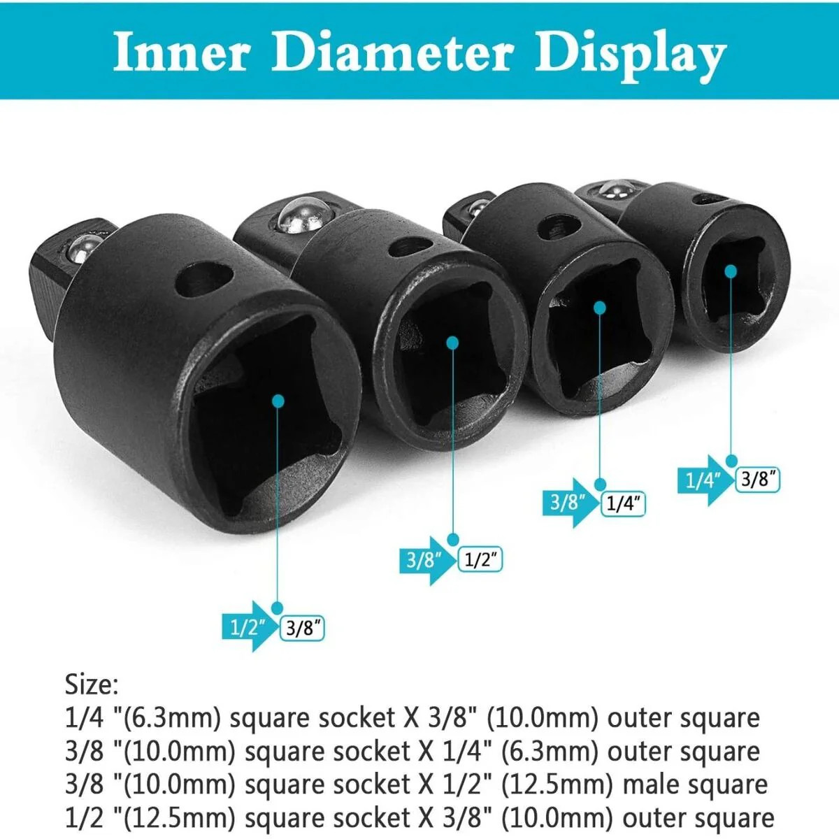 12Pcs Socket Adapter Bit Set, for Home Workshop (Black)