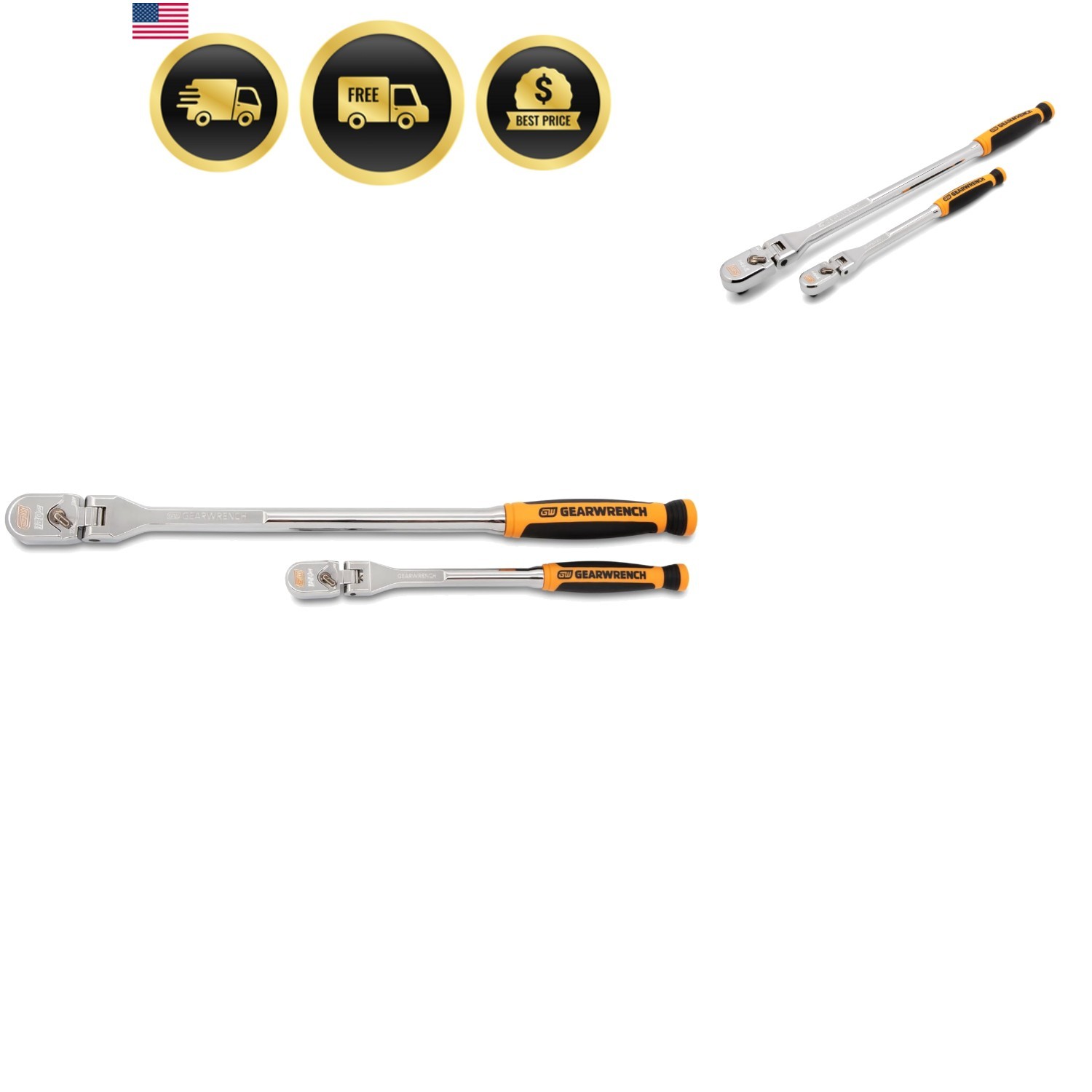 2 Piece 1/4″ and 3/8″ Drive 120XP Dual Material Flex Handle Teardrop Ratchet …