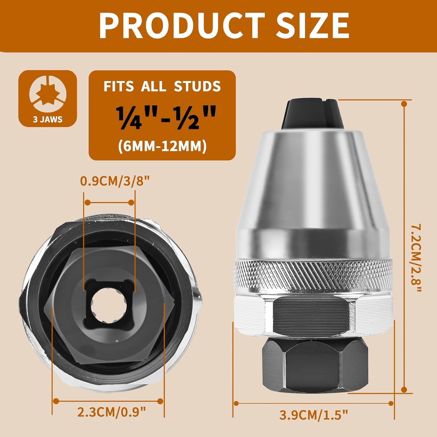 3/8″ DR. Universal Stud Screw Extractor Broken Thread Stud 1/4″ – 1/2″ (6-12mm)