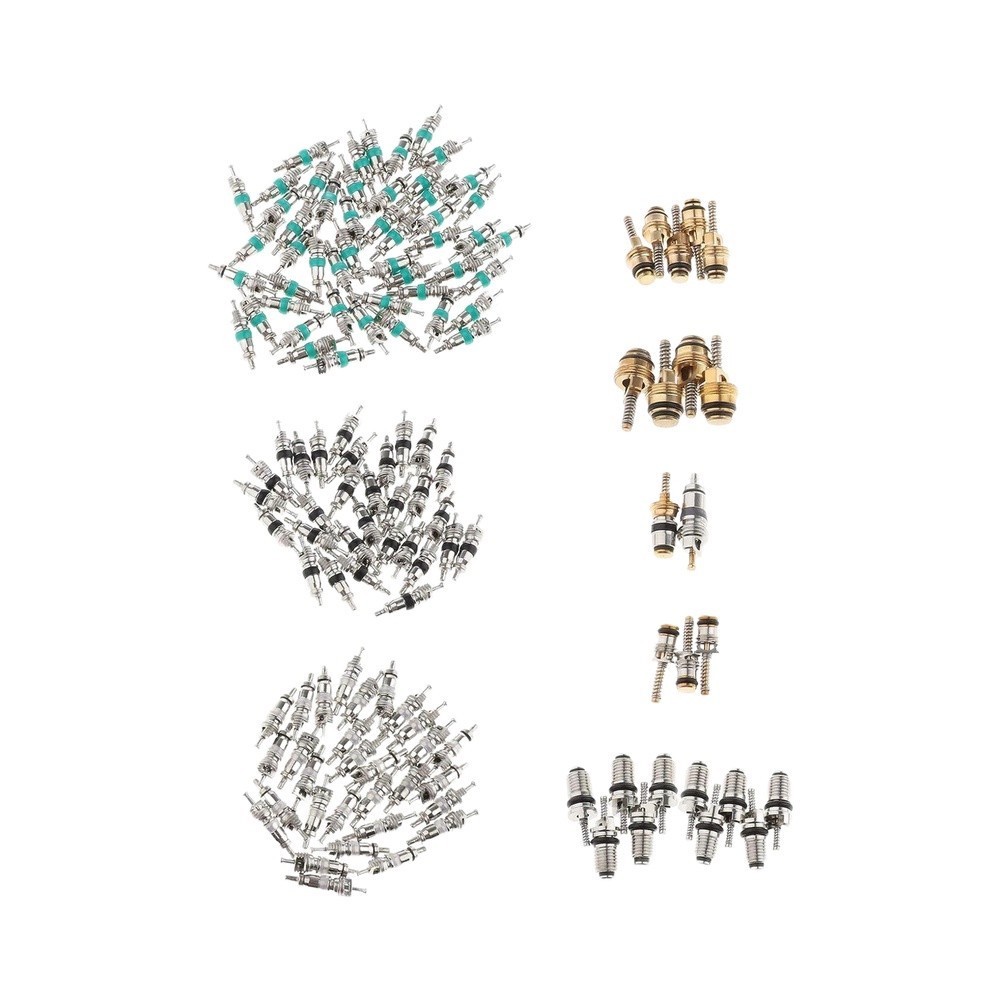 Auto AC Valve Cores 134pcs Green White Black for R134a For R12 Systems
