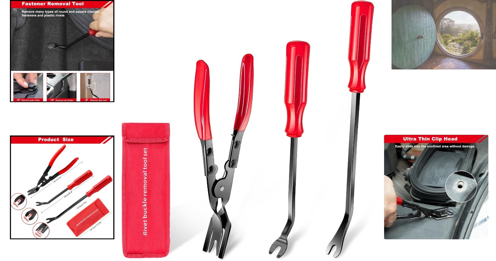 3-Piece Manganese Steel Clip Remover Tool Set for Auto & Bike Maintenance