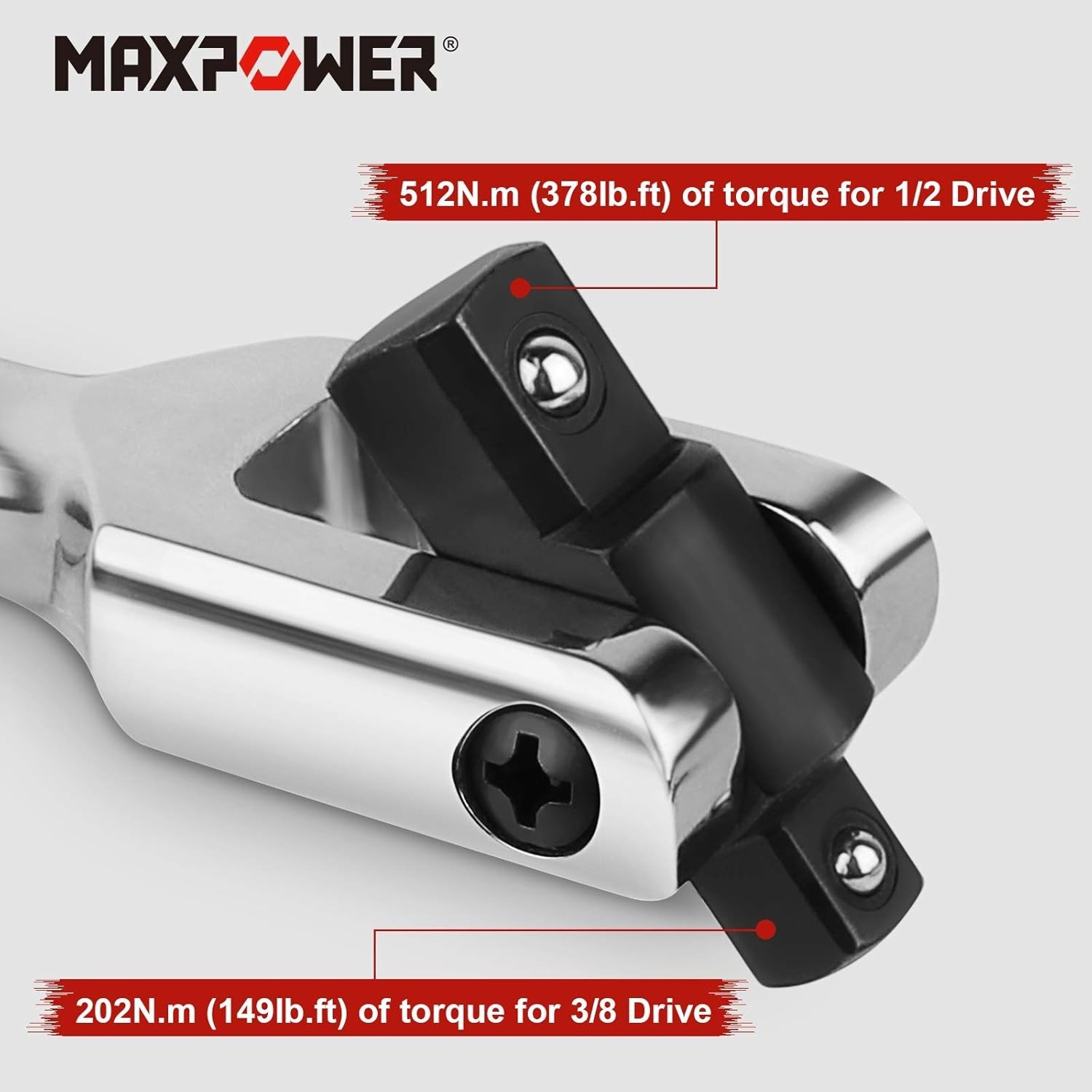 15-inch Breaker Bar 1/2″ & 3/8″ Dual Drive Flex Head Chrome Vanadium Steel Tool