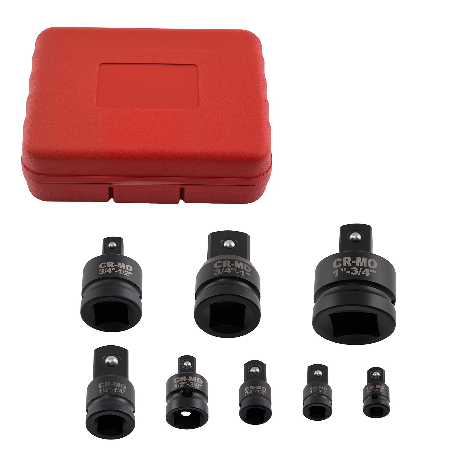 8pcs Impact Adapter Set 1/4 3/8 1/2 3/4 1in Socket Reducer Drive CR-MO Steel