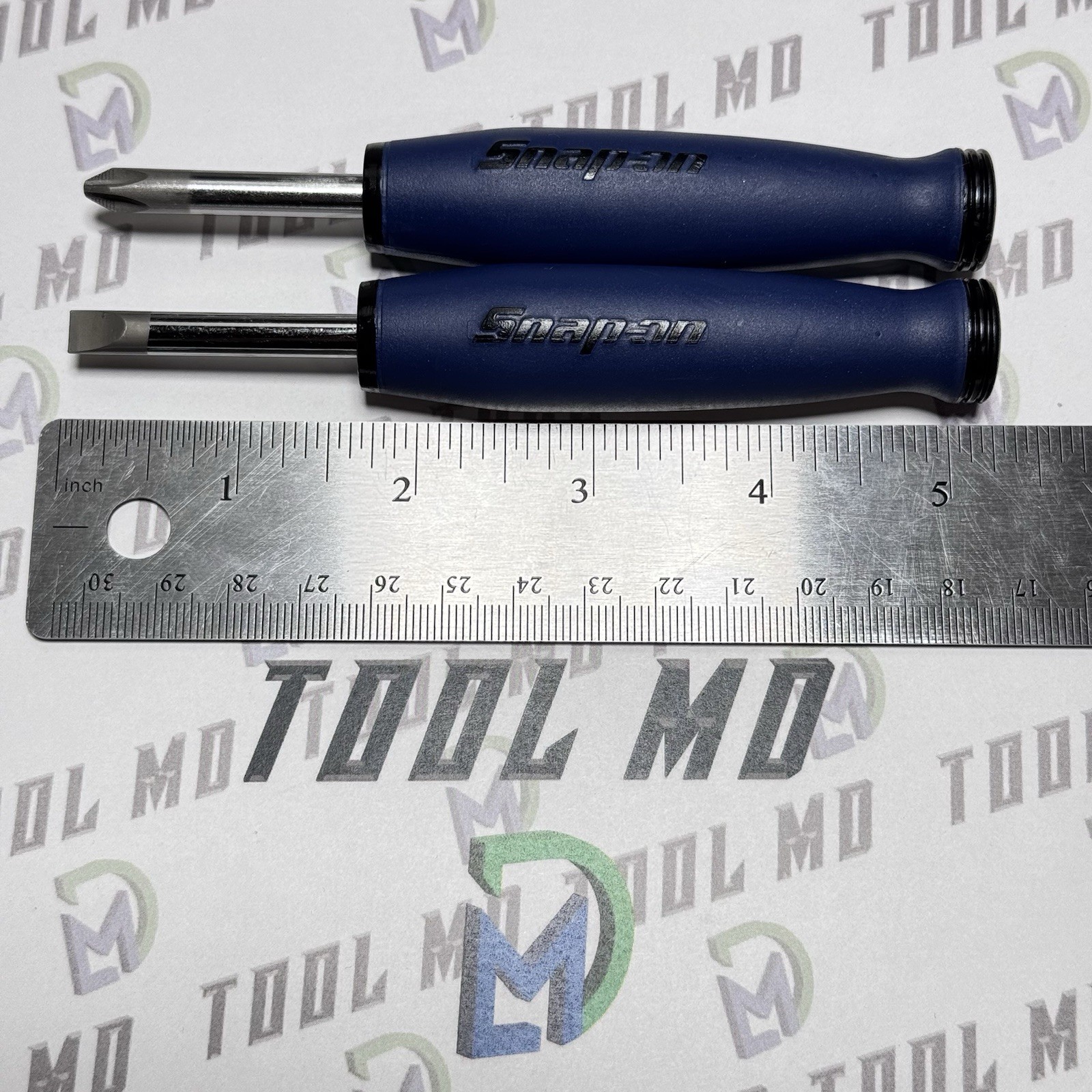 Snap-on Tools CUSTOM REVERSE POWER BLUE Ratchet Handle Stubby Screwdriver Set