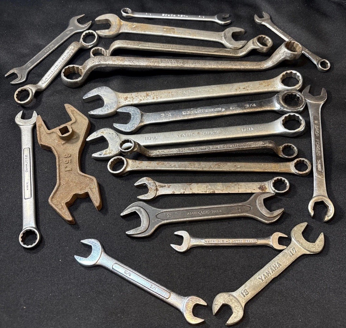 Mixed Lot Of 20 = 7 Lbs of Wrenches Assorted Styles, Country Made, Brands & Size