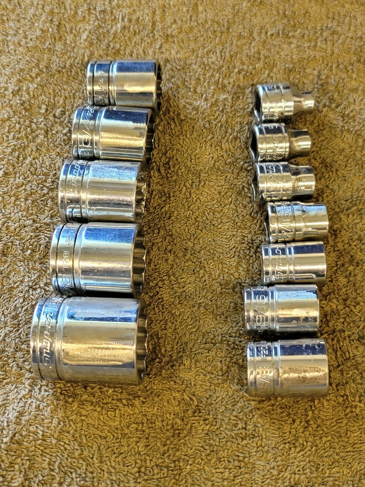 12 Snap-on F301 281 Socket Set 3/8″ Drive Sae 15/16 7/8 13/16 3/4 5/8 1/2 1/4″