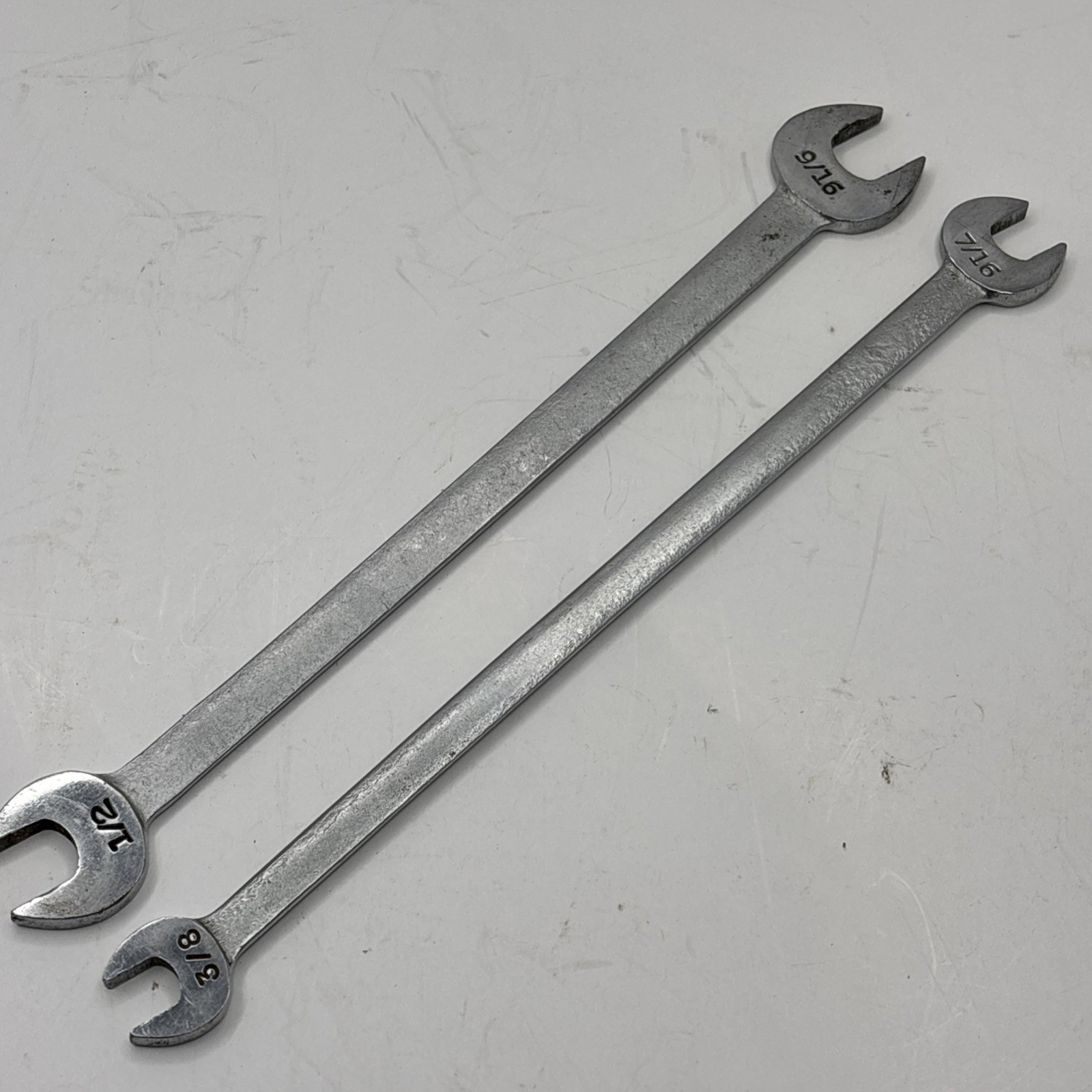 Lot of 2 Craftsman Tappet Open End Wrenches 1/2×9/16 & 3/8×7/16 USA No. 1 & 2