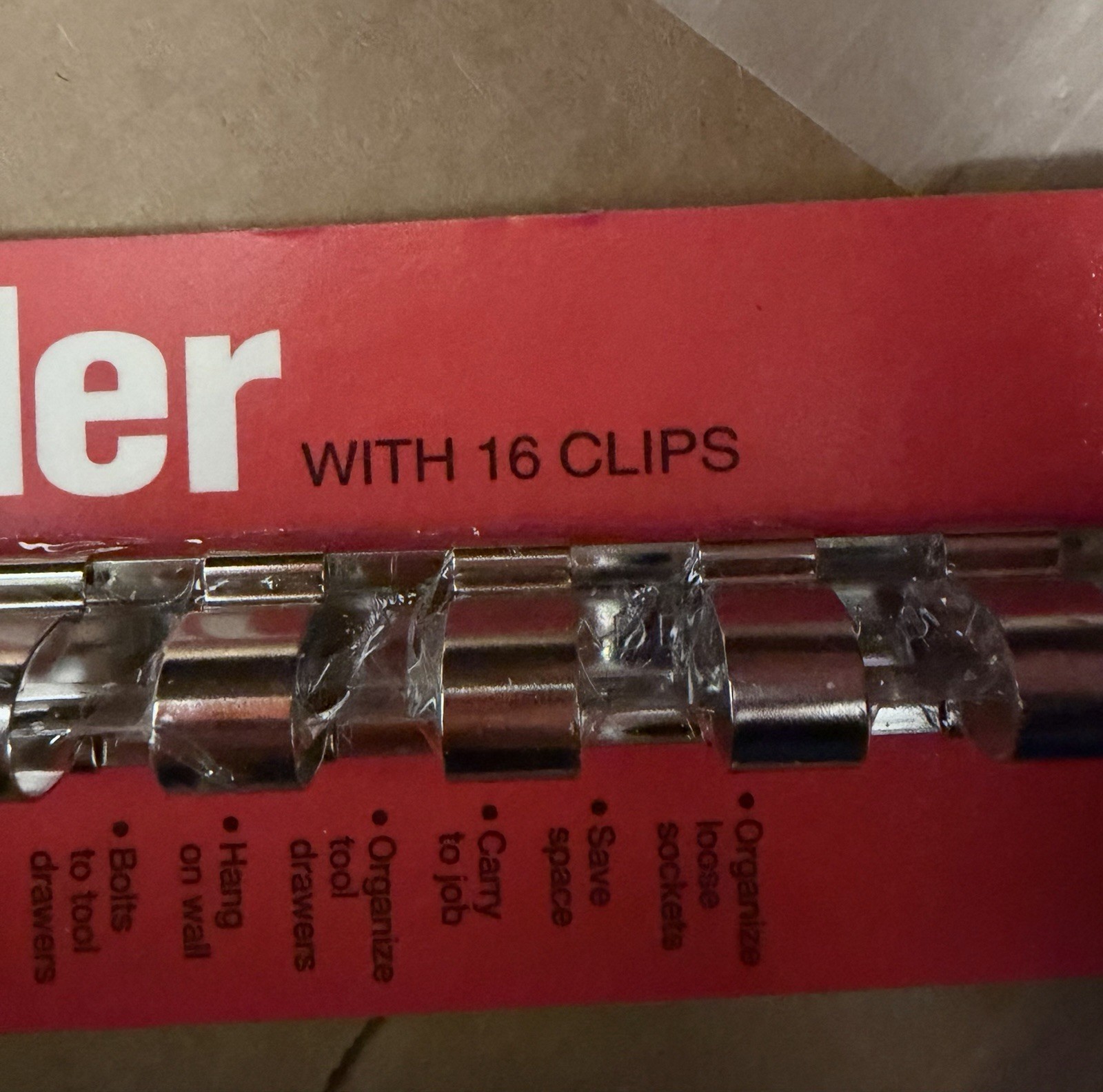 Proto 17″ Socket Holder with 16 Clips 1/2 Drive Made in USA New