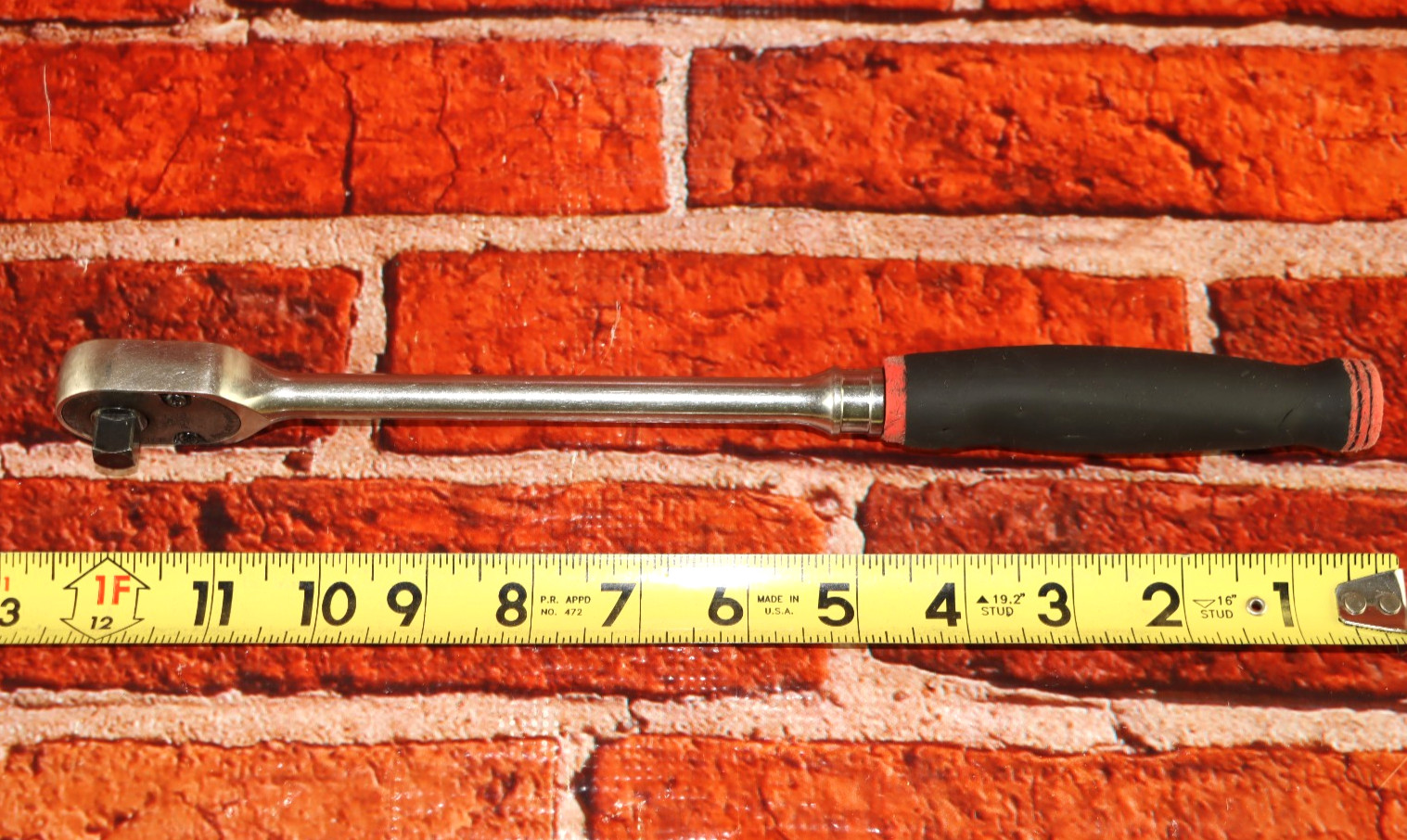 Snap-on Tools USA 3/8″ Drive RED Soft Grip LONG Fixed Head Ratchet FHL80