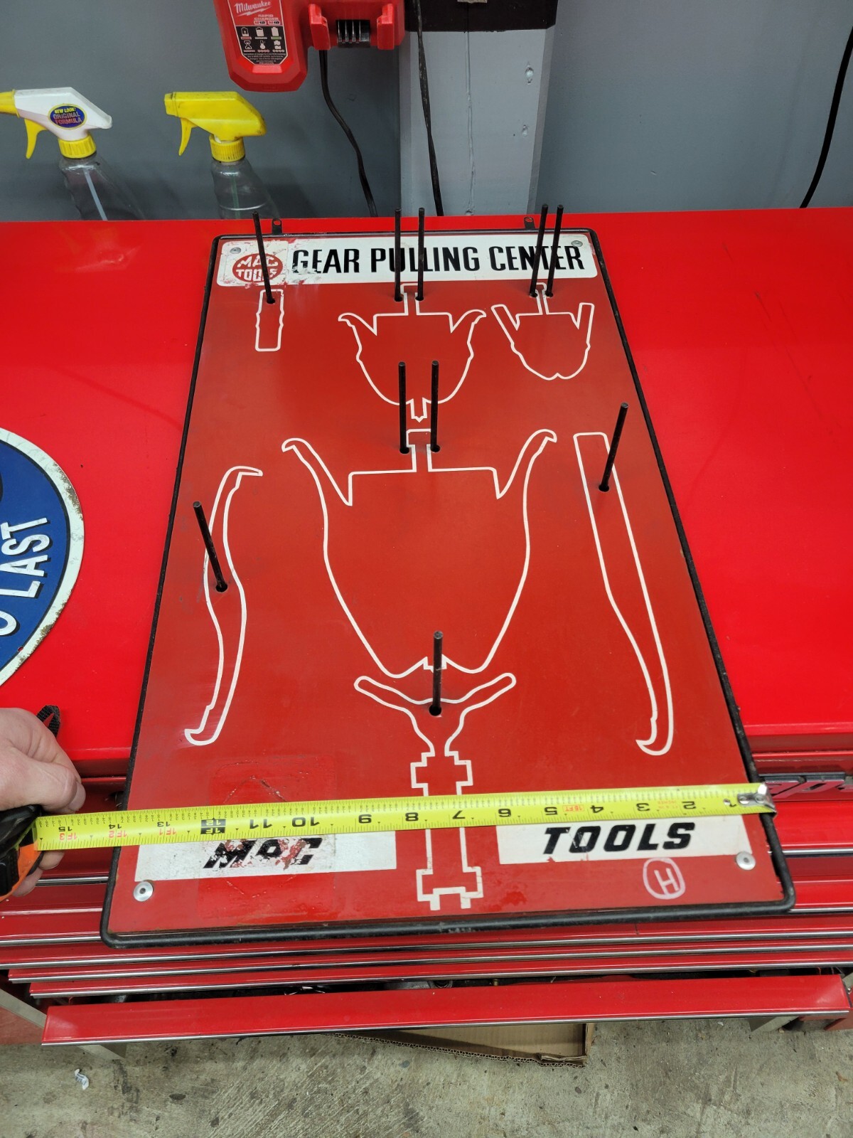Mac Tools Gear Puller Center Set Shadow Board Wall Hanging Organizer Vintage