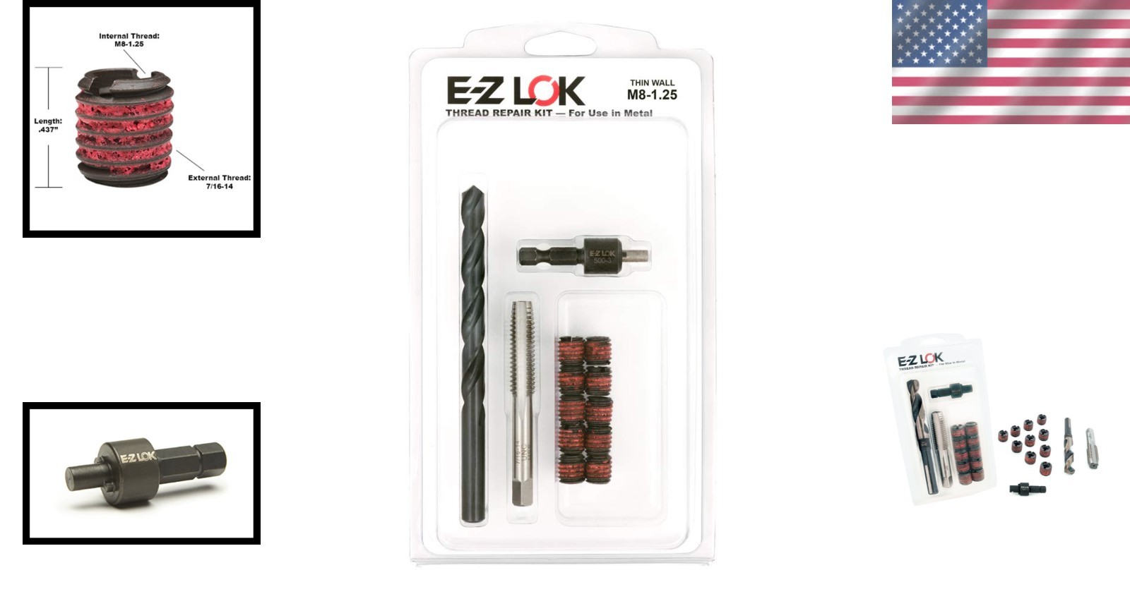 Metal Thread Repair Tool Set with Carbon Steel Inserts
