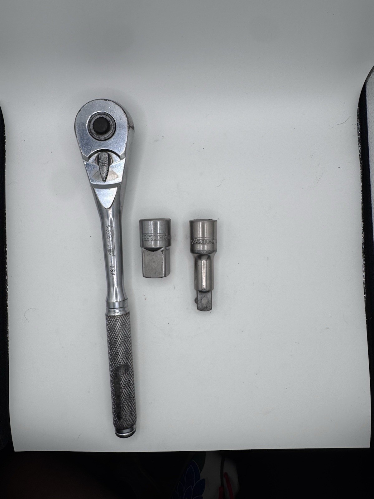 Vintage Allen USA 12800J 1/2” Ratchet 12828 1/2” to 1” Adapter 12805 Extension