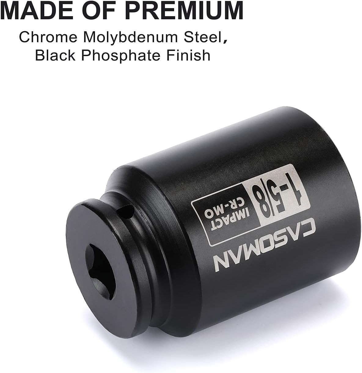 Impact Socket 1/2-Inch Drive Deep SAE 1-5/8 Inch Chrome Moly Black Finish