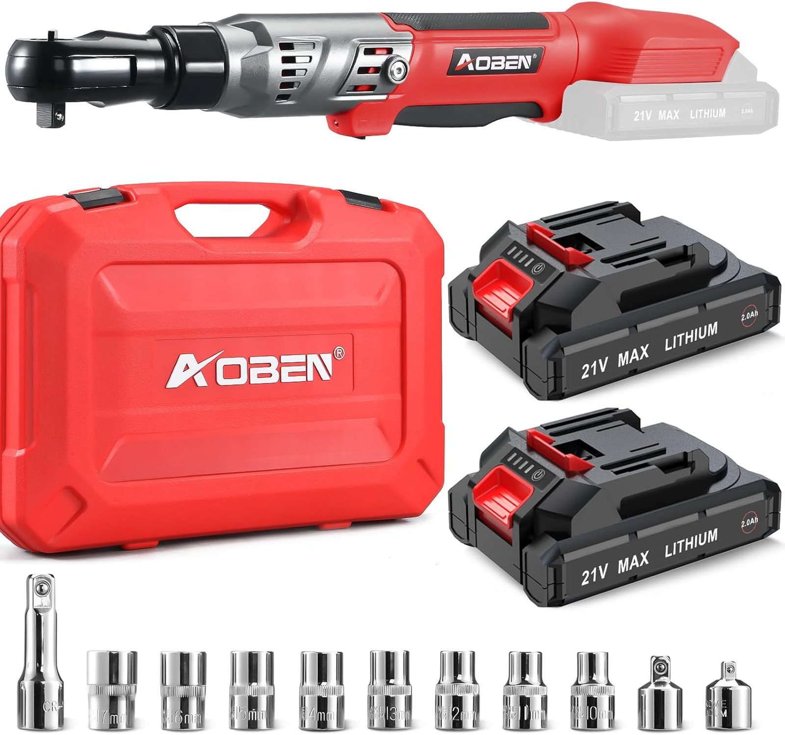 21V 3/8″ Cordless Ratchet Wrench Kit-74 Ft-lbs Brushless Electric Power Ratchet
