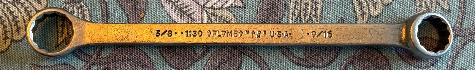 vtg PLUMB PLVMB Double Box End Wrenches, SAE 12pt, 1 w/1940’s Pebble Finish USA