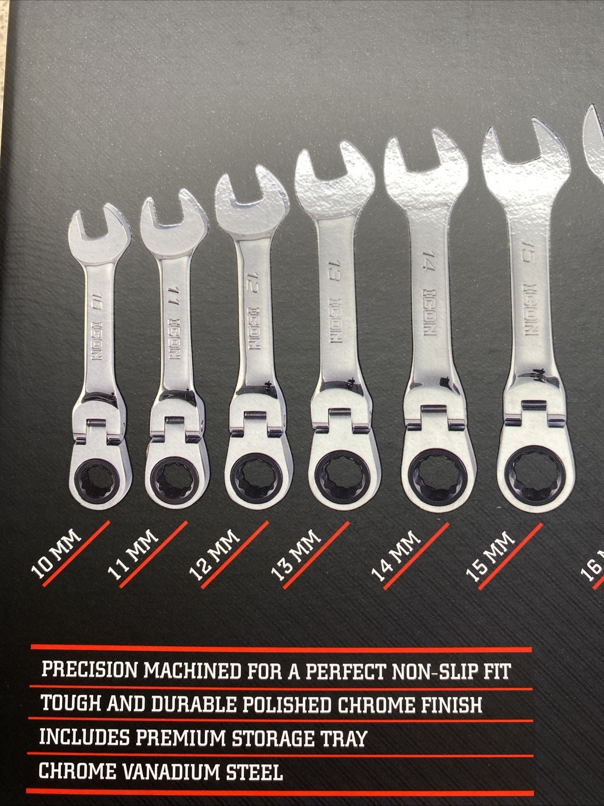ICON WRSTFM-10 10 Piece Ratcheting Stubby Flex Head Wrench 10-19mm METRIC 57492