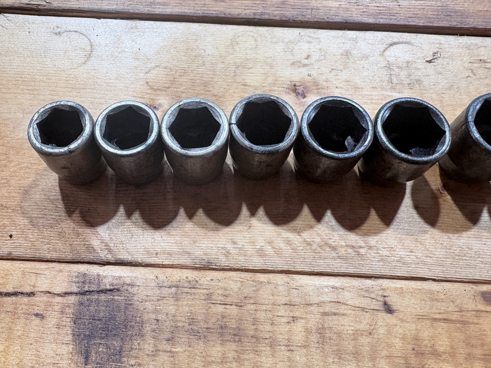 Antique Ray Brand Heavy Duty 1/2″ Drive Shallow Sockets – 12 Misc SAE Size