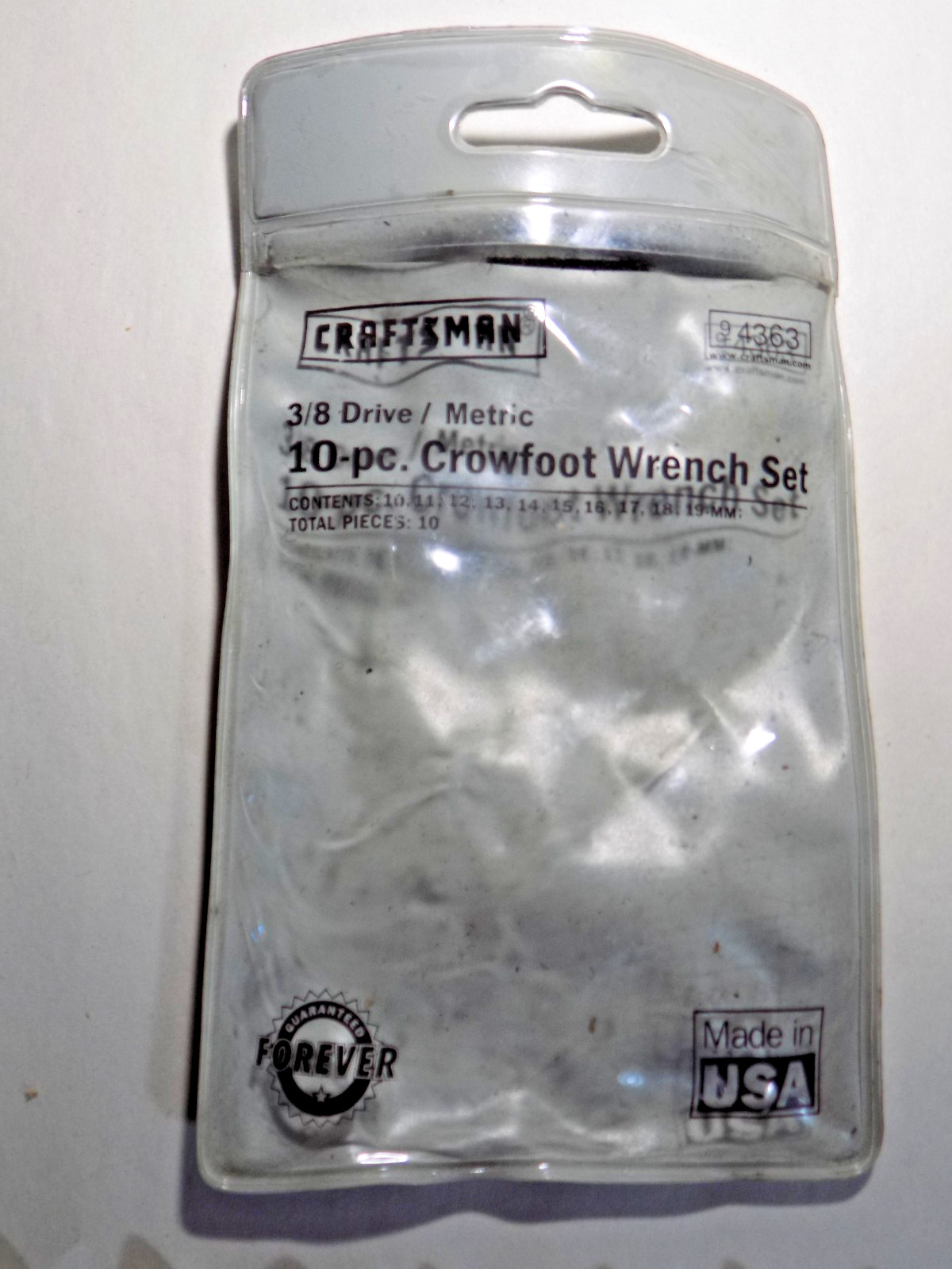 UNUSED? USA Craftsman 4363 10 Pc.3/8″ Dr. Crowfoot Wrench Set 10-19MM-A++
