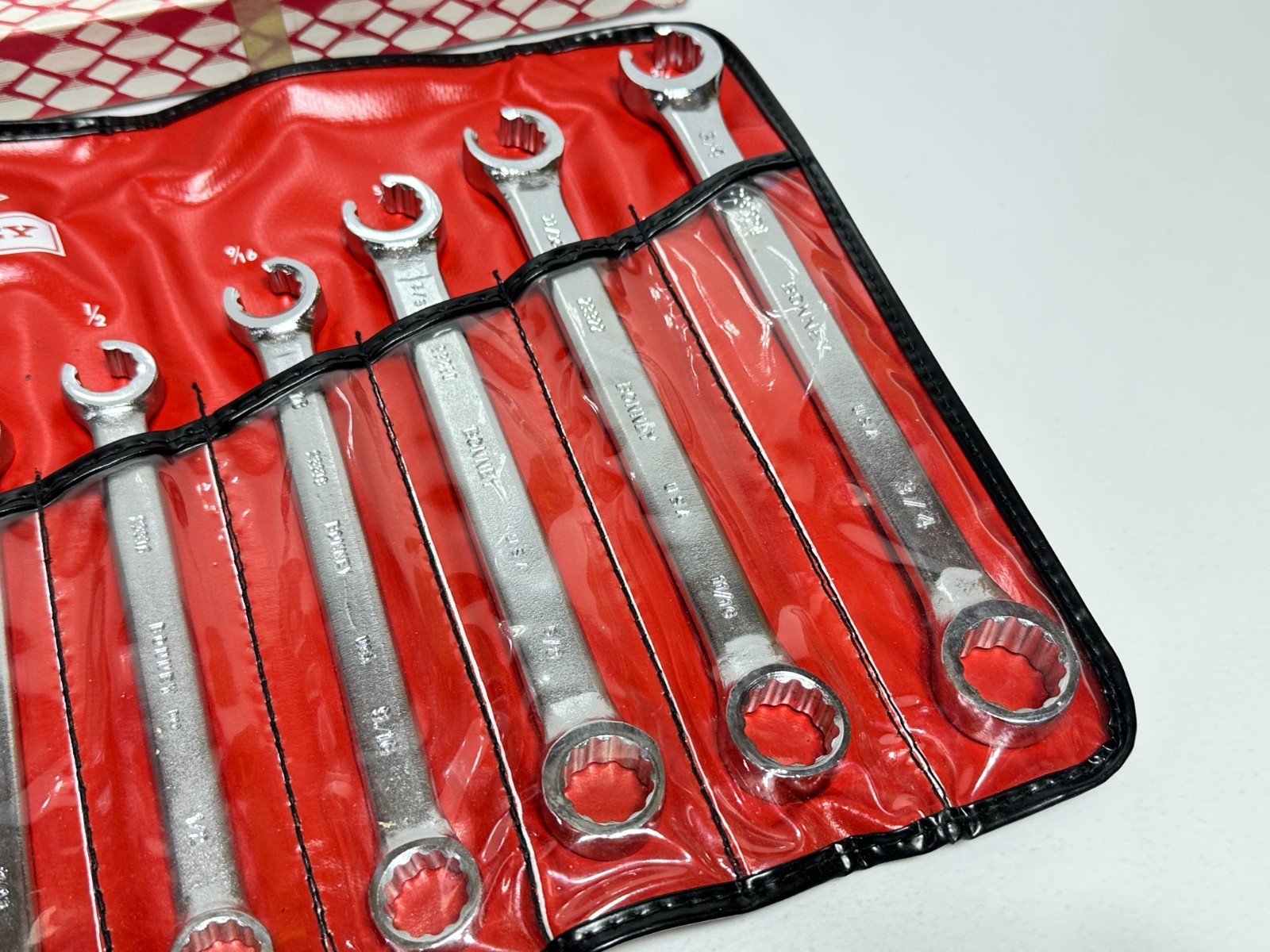 NOS Bonney Tools USA B-66257 7pc SAE 3/8-3/4” 12 Point Flare Nut Line Wrench Set