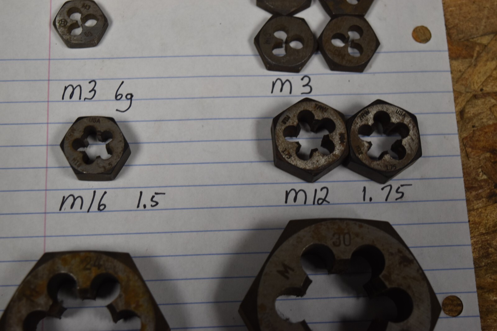 10 PC LOT METRIC RETHREADING DIE M24 M30 M16X1.5 M12X1.75 M3-6G M3 FREE SHIPPING