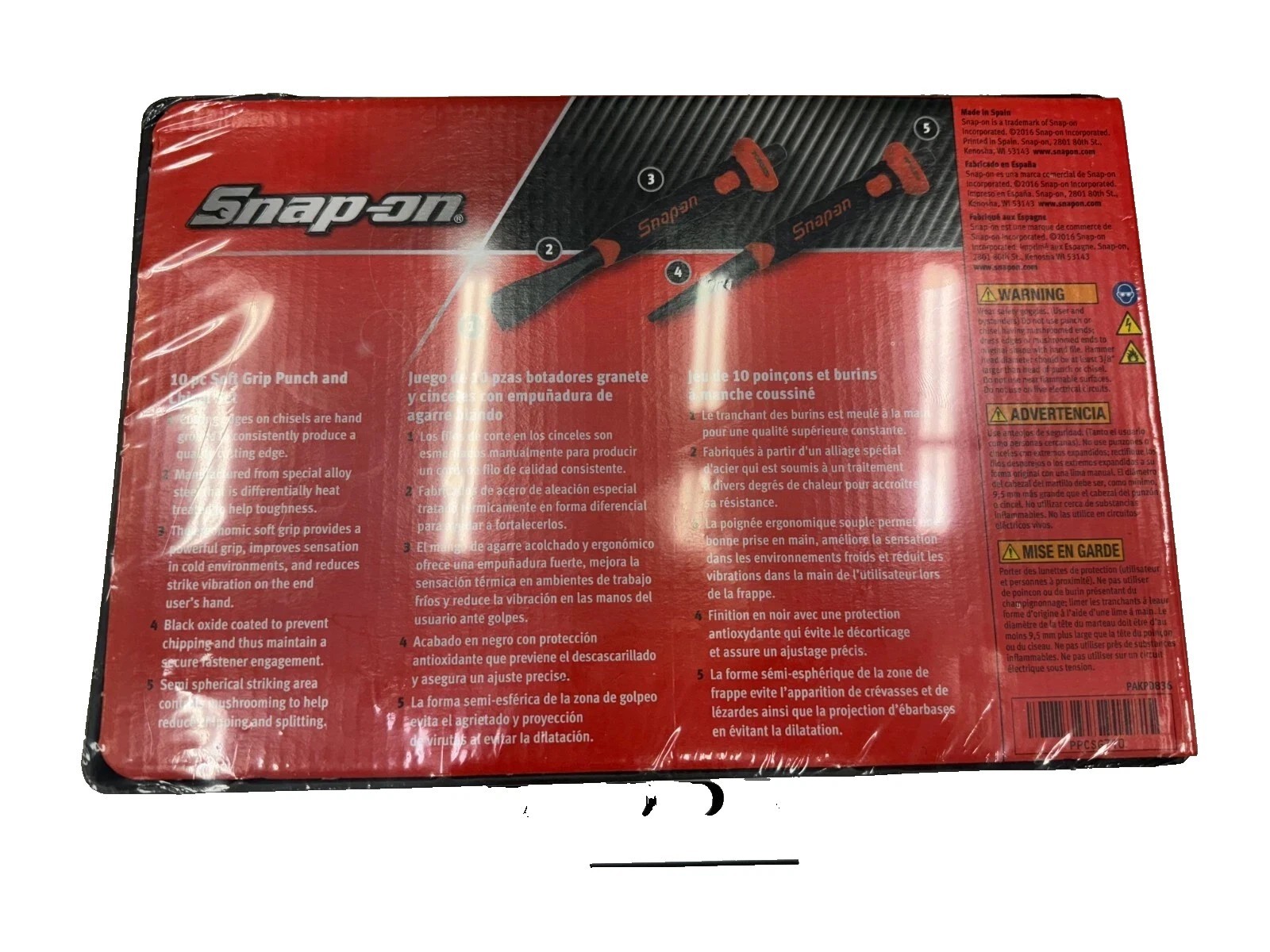 New Snap-on™ 10-pc Red Soft Grip Punch & Chisel Set PPCSG710