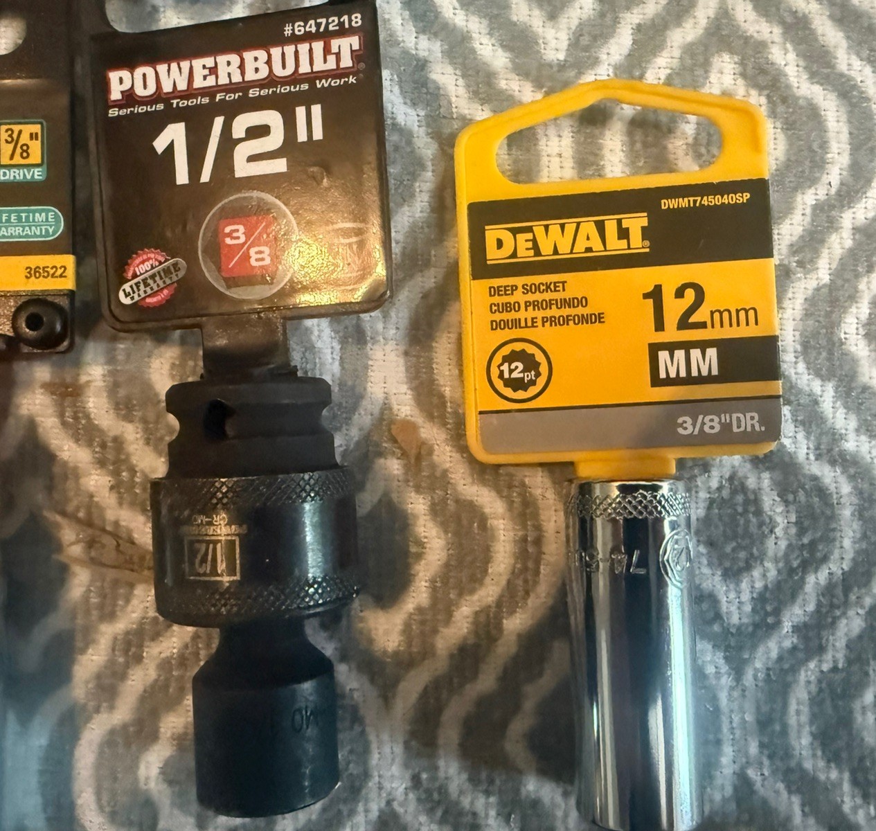 Lot of 3/8 inch drive Sockets NEW – 13 total standard and metric