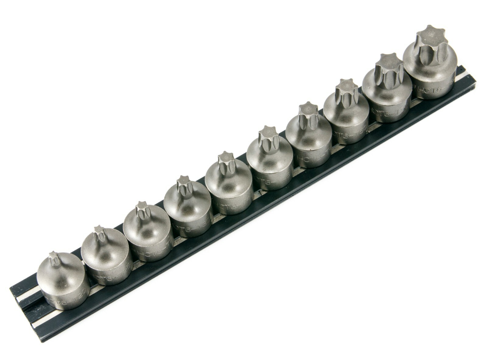 10 Piece Torx Impact 3/8″ Sq. DR Socket Set w/ Magnetic Storage Rail T-20 – T60